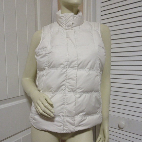 Eddie Bauer Womens Goose Down Puffer Vest Jacket XS Full Zip Snap Pockets White - Picture 3 of 8